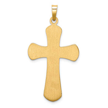 14k Yellow Gold Polished Beaded Edge Cross Pendant