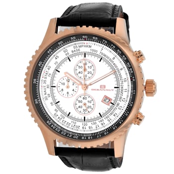 Oceanaut Men's Actuator White Dial, Black Leather Strap Watch