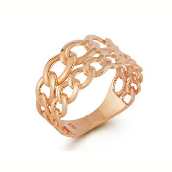 Sterling Statements 14K Rose Gold Over Sterling Silver Stacked Curb Ring