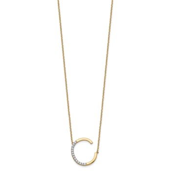 14k Yellow Gold and Rhodium Over 14k Yellow Gold Sideways Diamond
Initial C Pendant 18 Inch Necklace