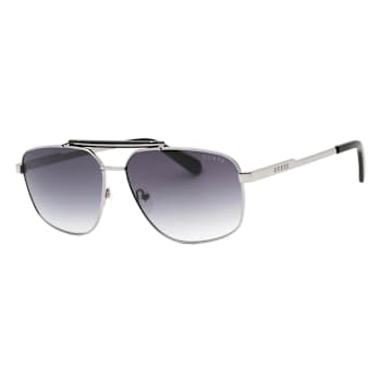 Guess Shiny Dark Nickel Frame / Gradient Smoke Lenses Sunglasses