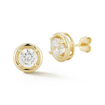 Rachel Zoe Puffed Round CZ Stud Earrings in 14K Gold Over Sterling Silver