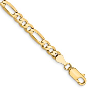 10k Yellow Gold 4.75mm Flat Figaro Link Bracelet