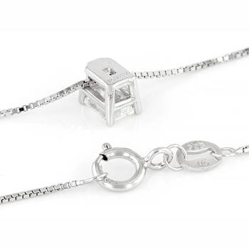 Lab-Grown Diamond Emerald-Cut Slide Pendant In Sterling Silver 0.50ctw