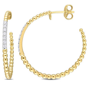 0.20ctw Diamond Open Hoop Earrings in 14K Yellow Gold
