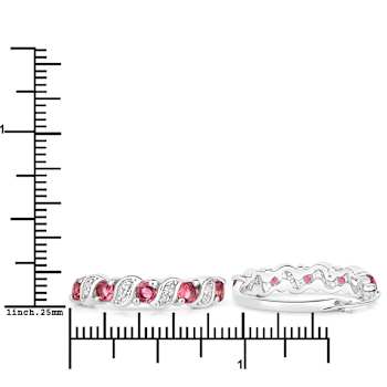 Pink Tourmaline and White Topaz Sterling Silver Hoop Earrings