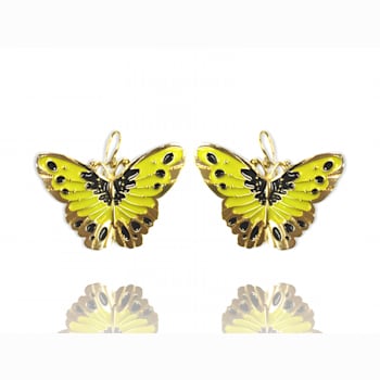 3 Pack Gold Tone White, Yellow and Pink Enamel Butterfly Earrings