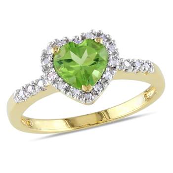 Peridot and Diamond 10K Yellow Gold Ring 0.92ctw