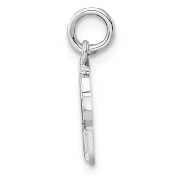 Rhodium Over Sterling Silver Enameled Ice Cream Cone Children's Pendant