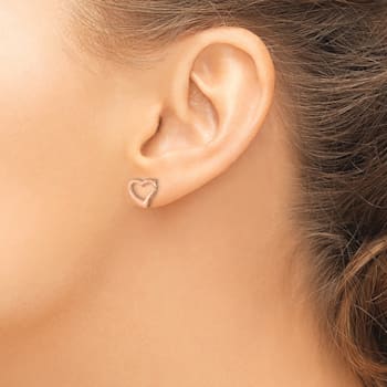 14k Rose Gold Polished Heart Stud Earrings