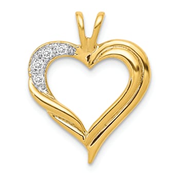 14k Two-tone Gold Diamond Fancy Heart Pendant