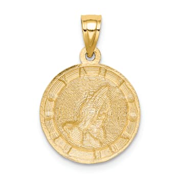 14k Two-tone Gold Textured Praying Hands Pendant