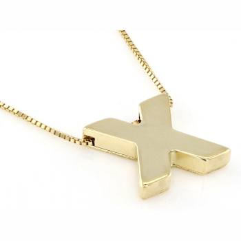 Block Letter X Initial Necklace In 10K Yellow Gold