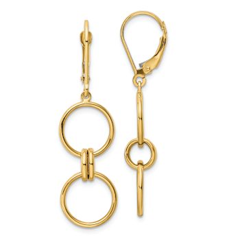14k Yellow Gold Circles Dangle Earrings