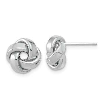 Rhodium Over 14k White Gold Polished Love Knot Stud Earrings