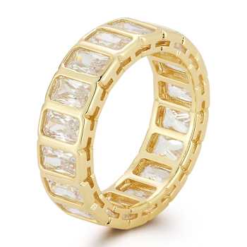 Rachel Zoe Radiant-Cut CZ Bezel Set Eternity Band Ring in 14K Gold Over
Sterling Silver