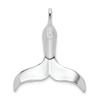 Rhodium Over Sterling Silver Polished 3D Whale Tail Pendant