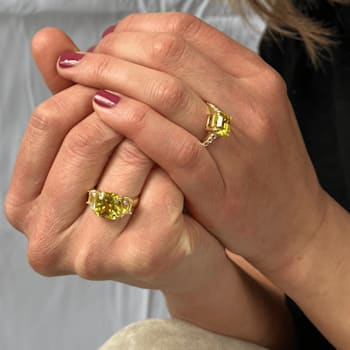 Lab Created Yellow Sapphire and White Topaz 18K Yellow Gold Over
Sterling Silver 3-Stone Ring