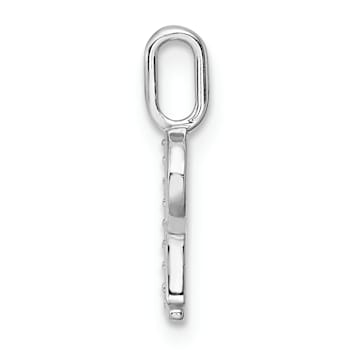 14K White Gold Diamond Letter P Initial Pendant