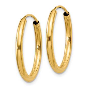 14k Yellow Gold Polished 13/16" Round Endless Hoop Earrings