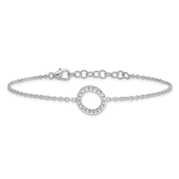 Rhodium Over 14k White Gold Diamond Sideways Letter O Bracelet