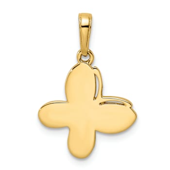 14K Two-tone Gold Diamond-Cut Fancy Butterfly Pendant