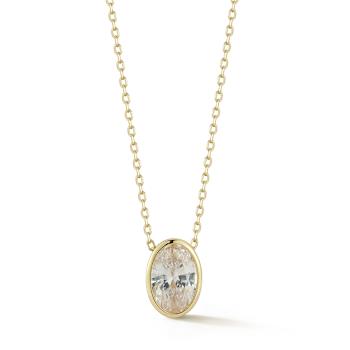 Rachel Zoe Oval CZ Solitaire Pendant Necklace in 14K Gold Over Sterling Silver