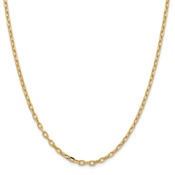 14K Yellow Gold 3mm Semi-solid Diamond-cut Open Link Cable Chain Necklace