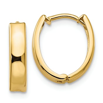 14k Yellow Gold 1/2" Polished Hinged Hoop Earrings