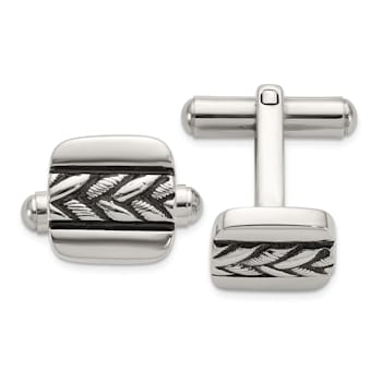 Stainless Steel Antiqued and Polished Cuff Links