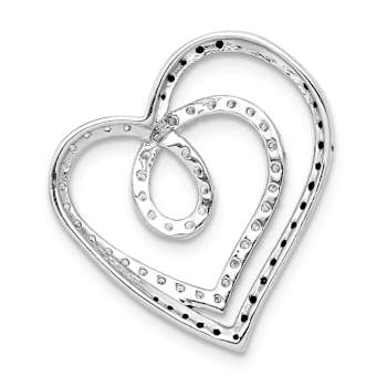 Rhodium Over 14k White Gold Black and White Diamond Entwined Heart Chain
Slide Pendant