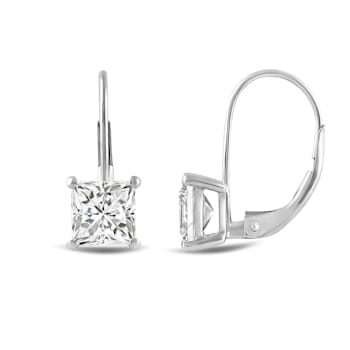 White Cubic Zirconia 14k White Gold Earrings With Velvet Gift Box 2.00ctw