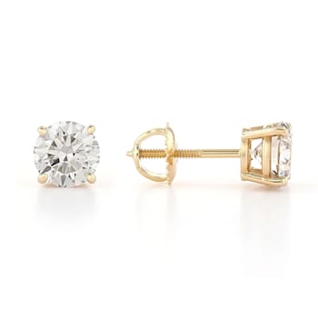 Certified White Lab-Grown Diamond H-I SI 14k Yellow Gold Stud Earrings 2.00ctw