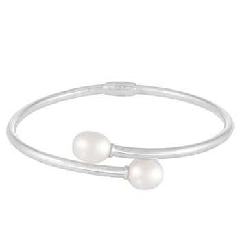 8.5-9mm White Cultured Freshwater Pearl Silver  Bracelet