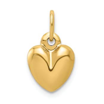 14k Yellow Gold 3D Polished Puffed Heart pendant