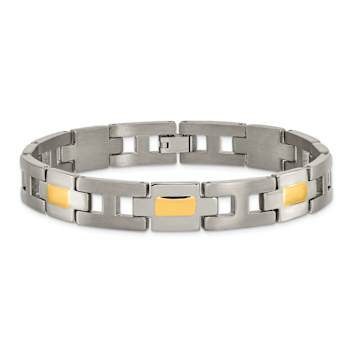 Titanium Brushed and Polished Yellow IP-Plated Bracelet