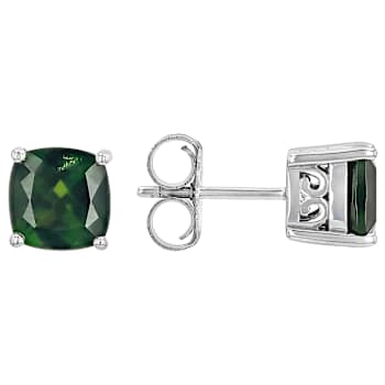 Chrome Diopside Solitaire Stud Earrings In Sterling Silver 2.67ctw