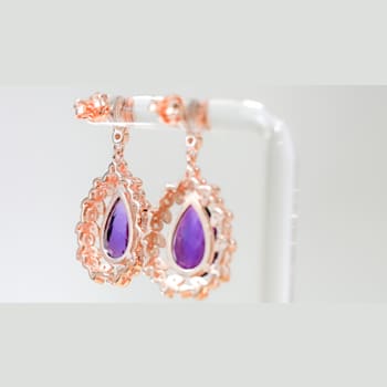 Amethyst and CZ 6.95 Ctw Pear 18K Rose Gold Over Sterling Silver Center
Design Earrings Jewelry