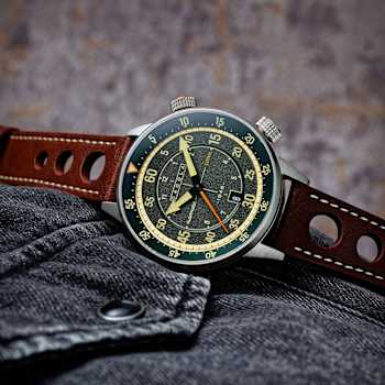 Cadola Rally Timer Green Dial White Bezel Brown Stainless Steel Band
Automatic Watch