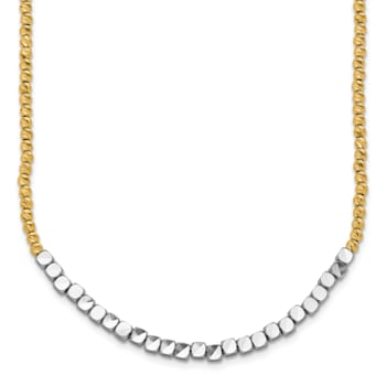 14K Two-tone Diamond-cut Beaded 18-inch Necklace