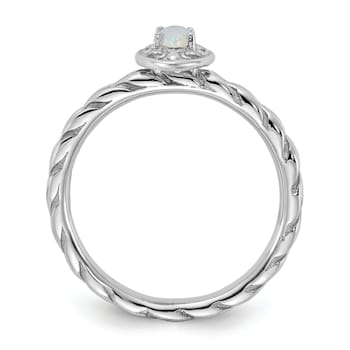 Sterling Silver Stackable Expressions Lab Created Opal Ring