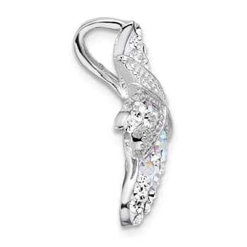 Rhodium Over Sterling Silver Polished Crystal Starfish Pendant Chain
Slide Pendant