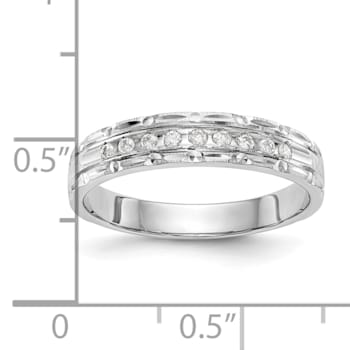 Rhodium Over 14K White Gold AA Quality Trio Ladies Wedding Band 0.09ctw