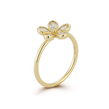 Rachel Zoe CZ Flower Ring in 14K Gold Over Sterling Silver
