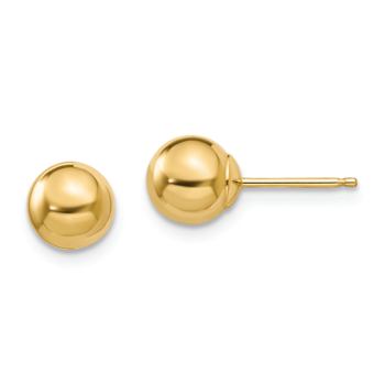 14k Yellow Gold Polished 6mm Ball Stud Earrings