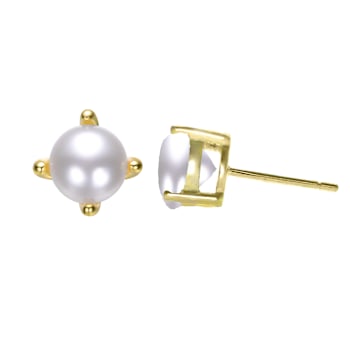 Pearl Stud Earrings In 14K Gold Over Sterling Silver
