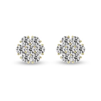 2.00ctw Lab Grown Diamond Cluster Earrings in 14k Yellow Gold