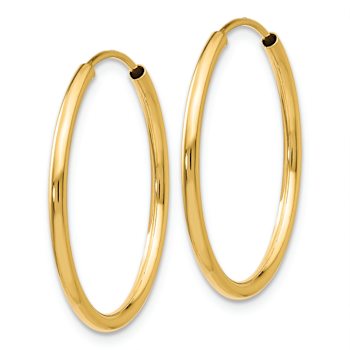 14k Yellow Gold Polished 7/8" Round Endless Hoop Earrings