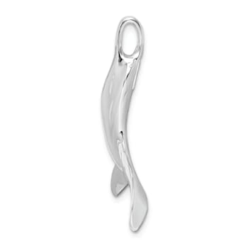 Rhodium Over Sterling Silver Polished 3D Whale Tail Pendant