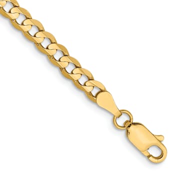 10k Yellow Gold 3.8mm Open Concave Curb Link Bracelet